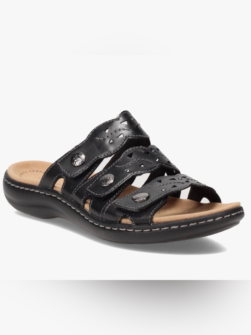 Clarks Laurieann Echo Women's Black Slide Sandals - Comfortable Casual Slip-On